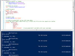 Screenshot from interactive session with script and log output
