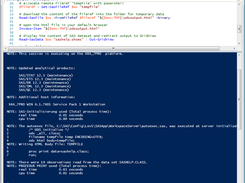 Screenshot from interactive session with script and SAS log output in the powershell log