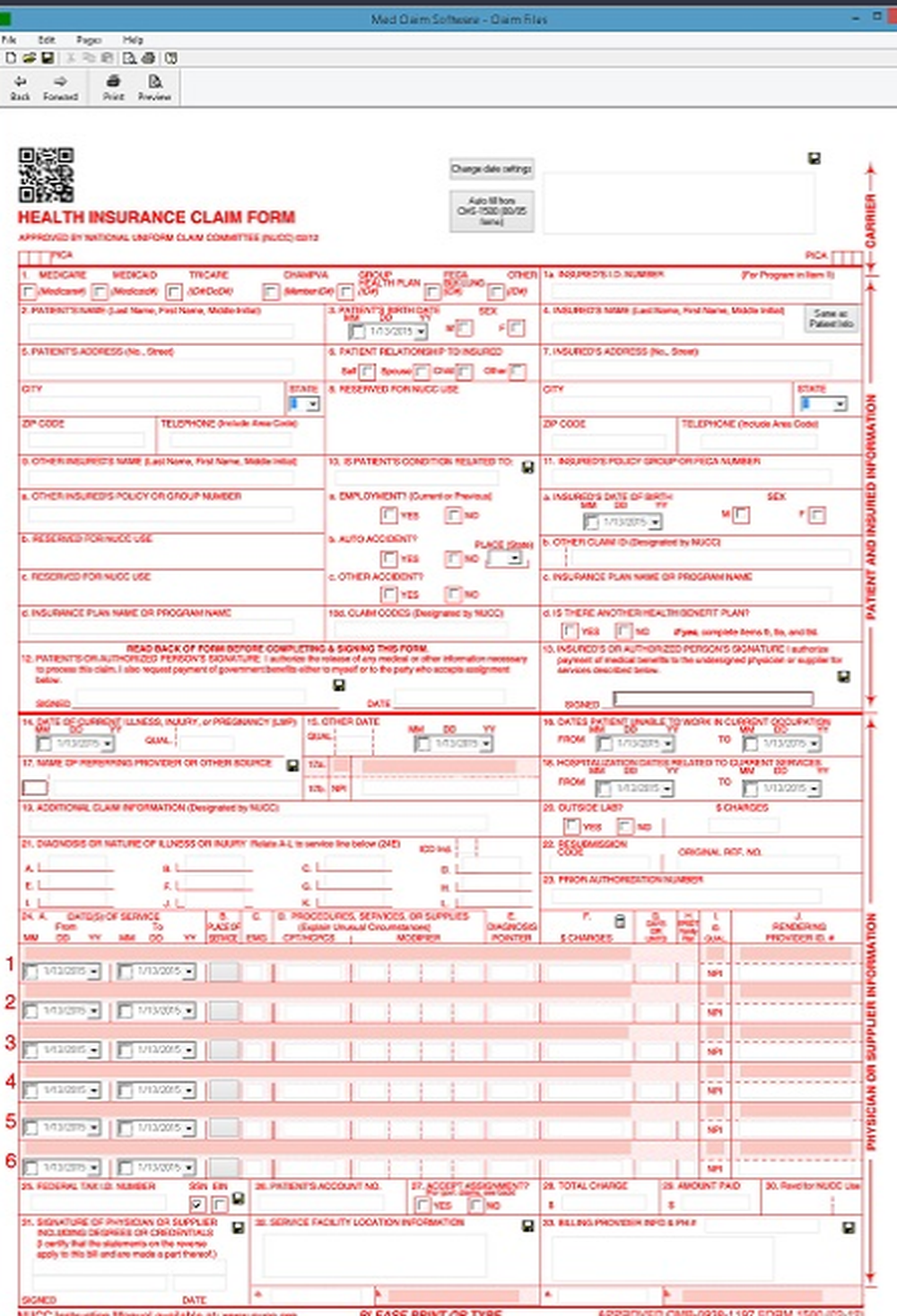CMS-1500 Software Screenshot 1