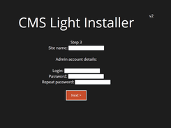 Installer  - Step 3: Admin account setup