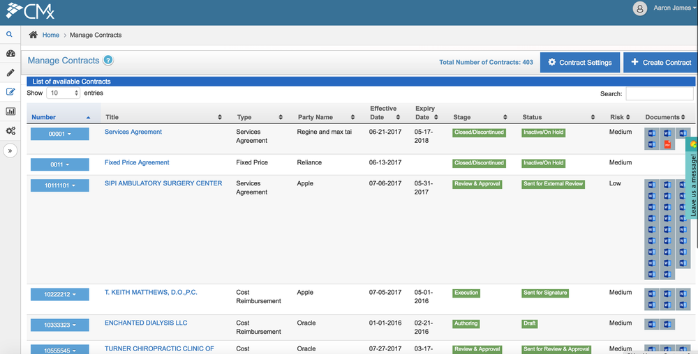 CMx Contract Repository Feature