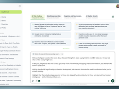 Step 2: Formulate your post idea briefly. Based on selected news article, describe what you want your post to be about. Enter a short concept or key message that will guide the AI in crafting your content.