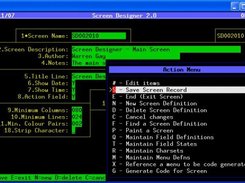 Action Menu in Main Screen Designer Screen