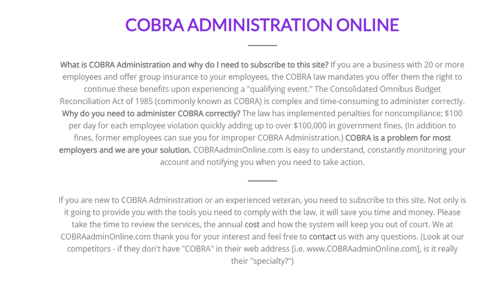 COBRAadminOnline Screenshot 1