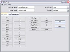 The character basic data screen