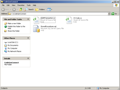 Generated C# file, Database class and SQL stored procedures