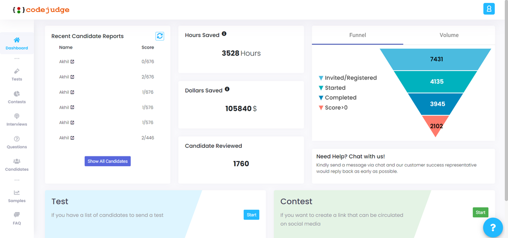 Codejudge Recruiter Dashboard