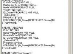 SQL statements for tables creation