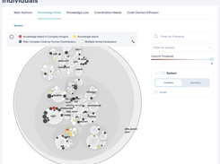 Using the Knowledge Risk view, you can further drill down and identify the areas where your system is vulnerable. Are there any high-risk modules with code health issues written by only one developer? What would happen if that person would leave the company? Consider on-boarding another person into that area of the code to lower the risks.  