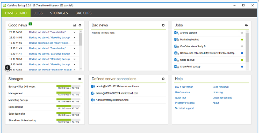 CodeTwo Backup for Exchange Screenshot 1