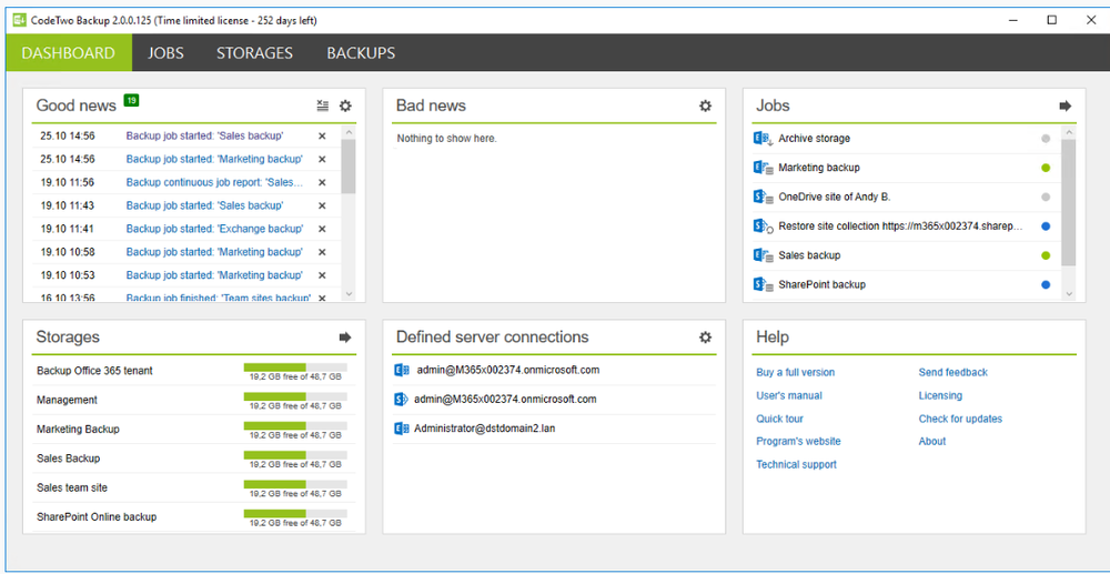 CodeTwo Backup for Office 365 Screenshot 1