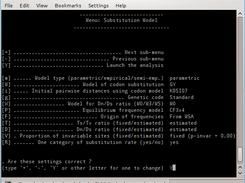 Interface menu for codon models