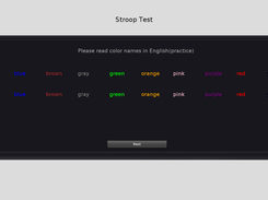 A practice trial under low load condition in English Stroop test