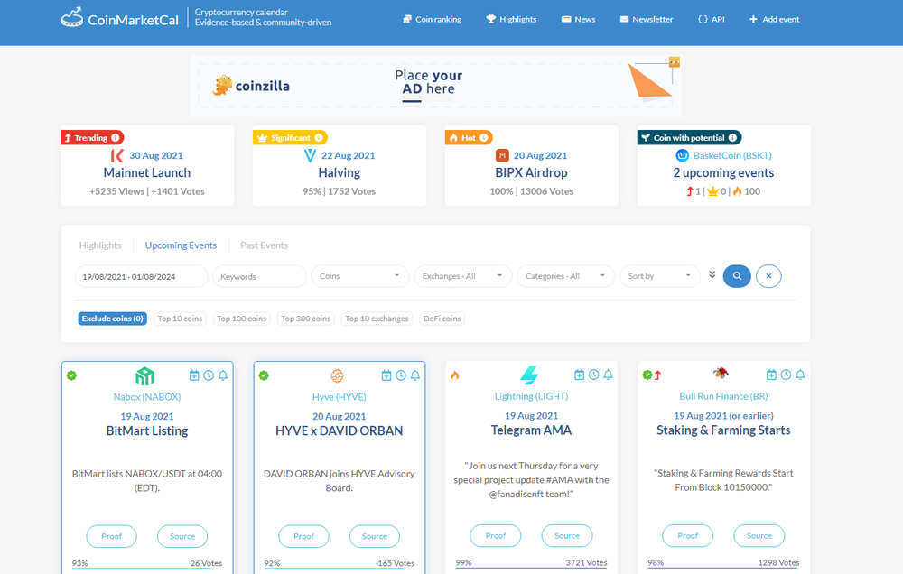 CoinMarketCal Screenshot 1