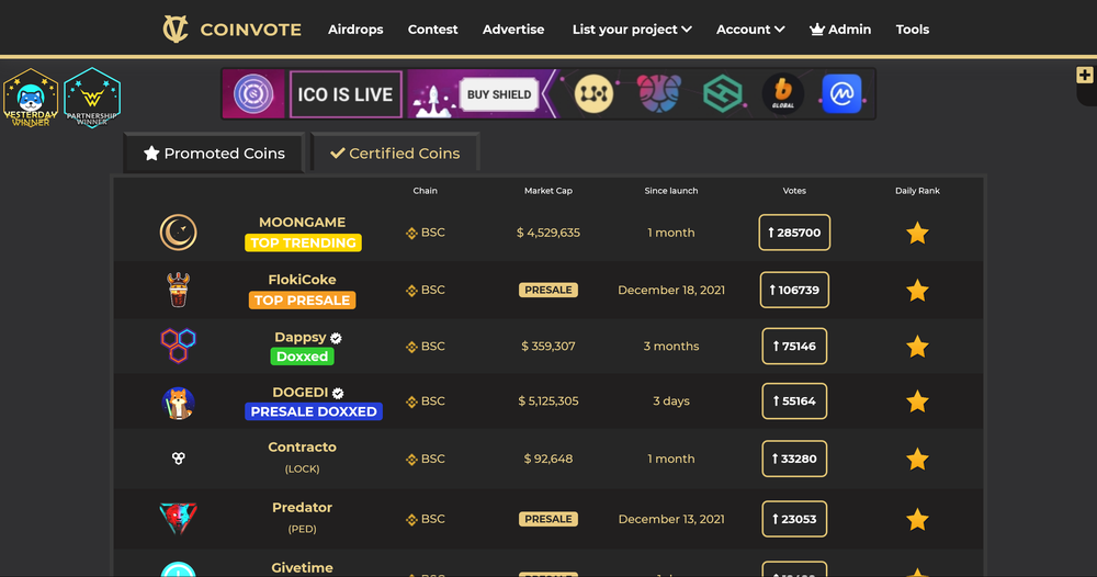 Coinvote Website