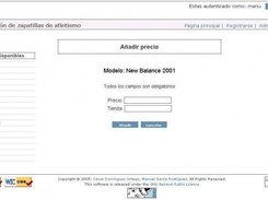 Example of a running shoes webpage: add a price