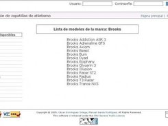 Example of a running shoes webpage: models by mark