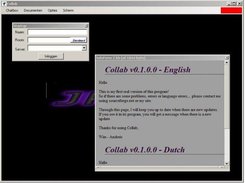 First screen after startup, a login and a information form