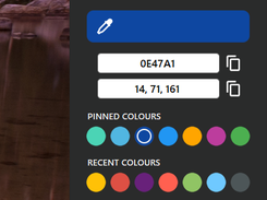 Main colours screen with dark mode enabled