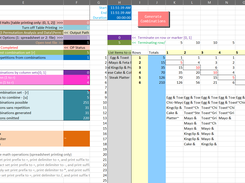 Combinations Interface in Excel Spreadsheet