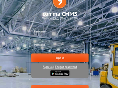 comma CMMS login screen