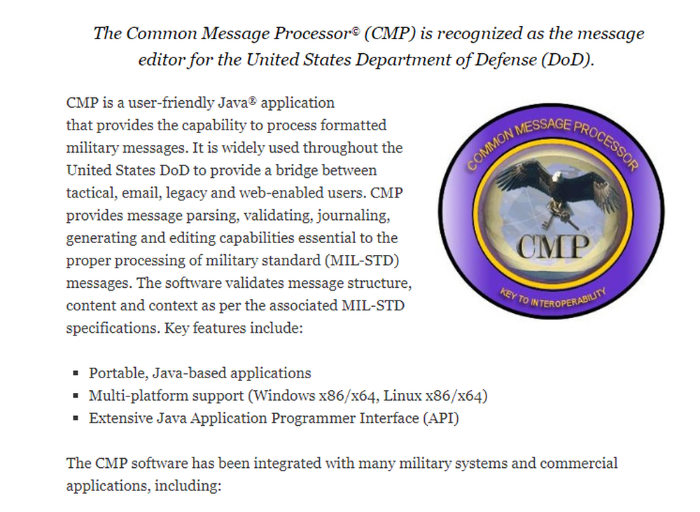 Common Message Processor (CMP) Screenshot 1