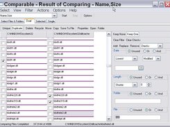 Selecting files after a comparison