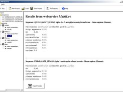 A text-based result from the service MultiLoc.