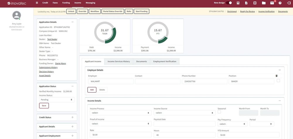 Loan Origination System (LOS) - Viewing Income