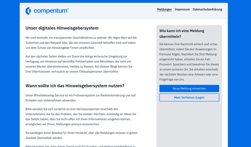 Anpassbares Meldeportal