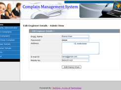 Complain Management - Edit Engineer Details