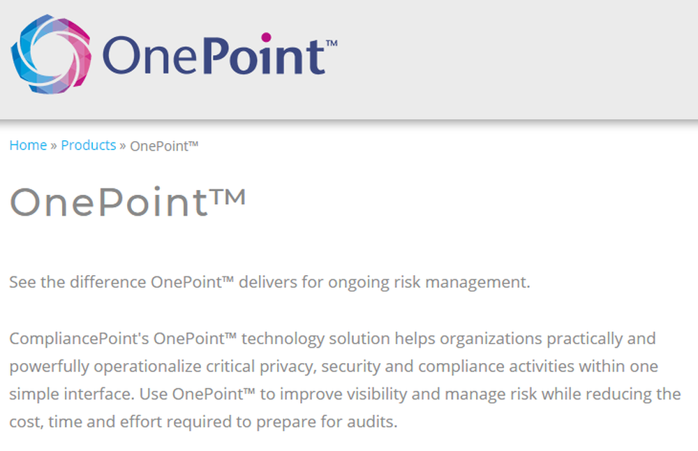 CompliancePoint OnePoint Screenshot 1