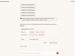 Concord screenshot showing doc creation