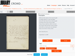 Transcribed and tagged page on crowd.loc.gov, which runs on Concordia