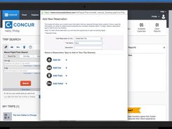 Concur Expense Trip Search - Adding New Reservation