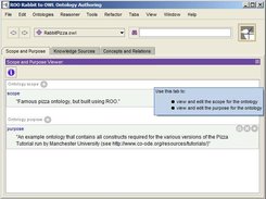 Scope and Purpose tab for the pizza ontology.