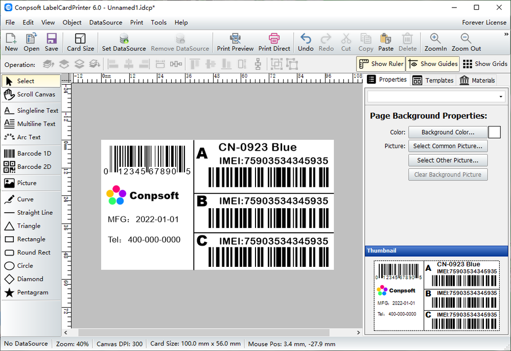 Conpsoft LabelCardPrinter Screenshot 1