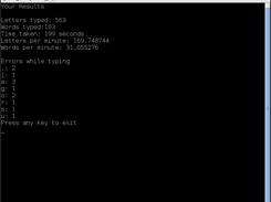 Results output using ncurses