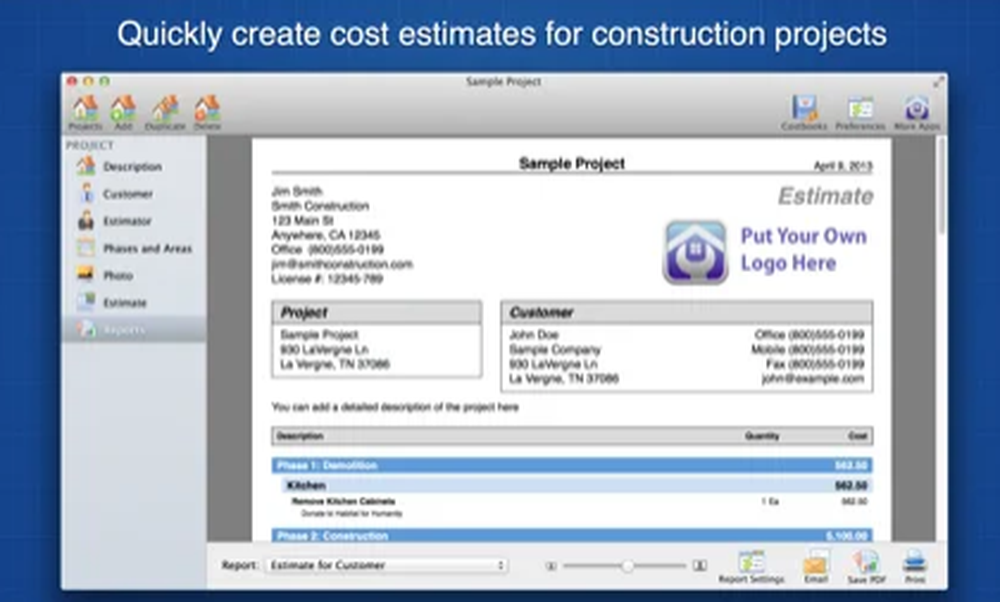 Construction Cost Estimator Screenshot 1