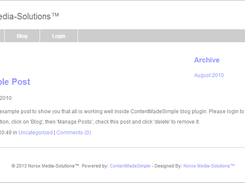 View of the auto-generated, editable blog. Thanks to the Blog Module