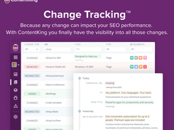 Change Tracking™. Any change can impact your SEO performance. With ContentKing you finally have the visibility into all those changes.