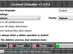 This window shows the main window of the Context - Shredder.