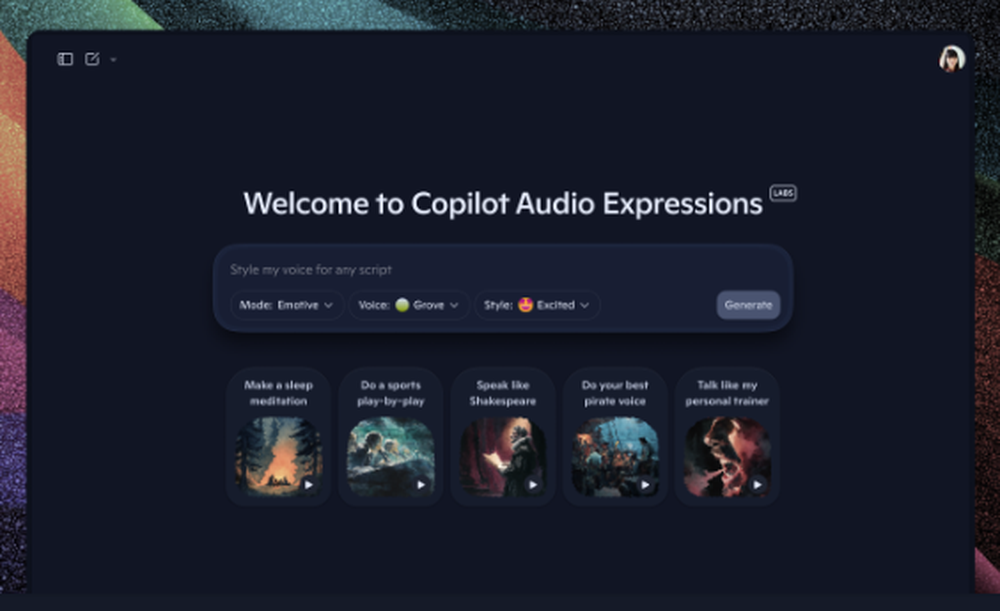 Copilot Audio Expressions Screenshot 1