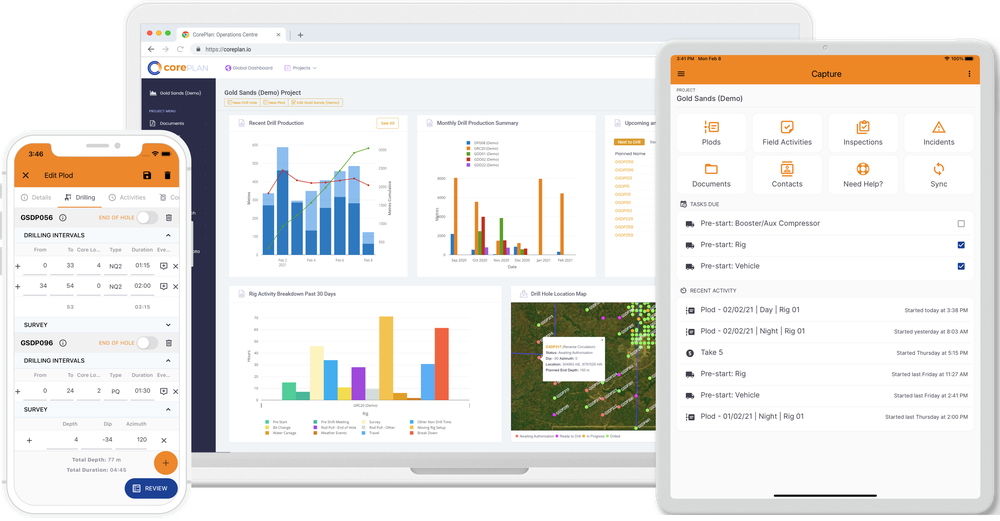 Coreplan Mobile, tablet and desktop