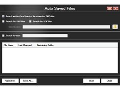 Interface for lost or temporary file search feature.