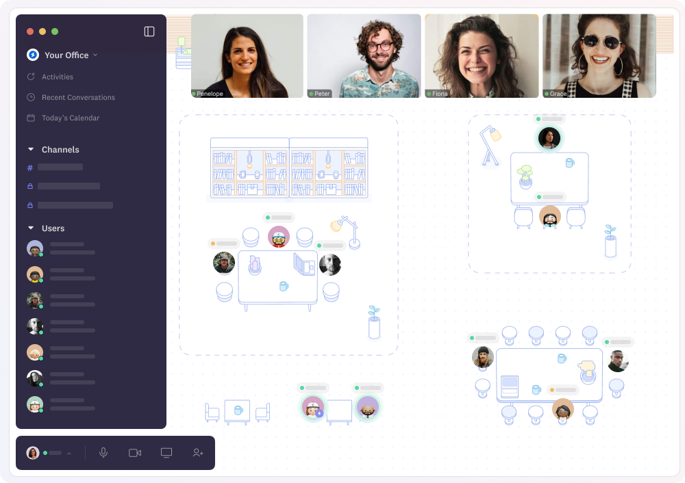 Team spaces designed for remote teams to be productive and engaged.