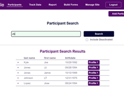 Participant Search with search results table