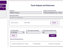 Simple output tracking form