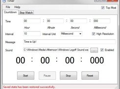 Countdown Timer Main Window