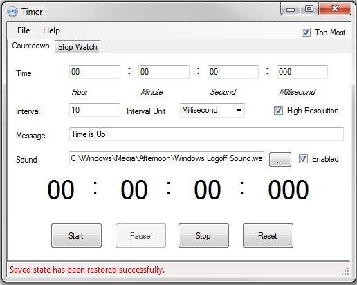 countdown timer main window